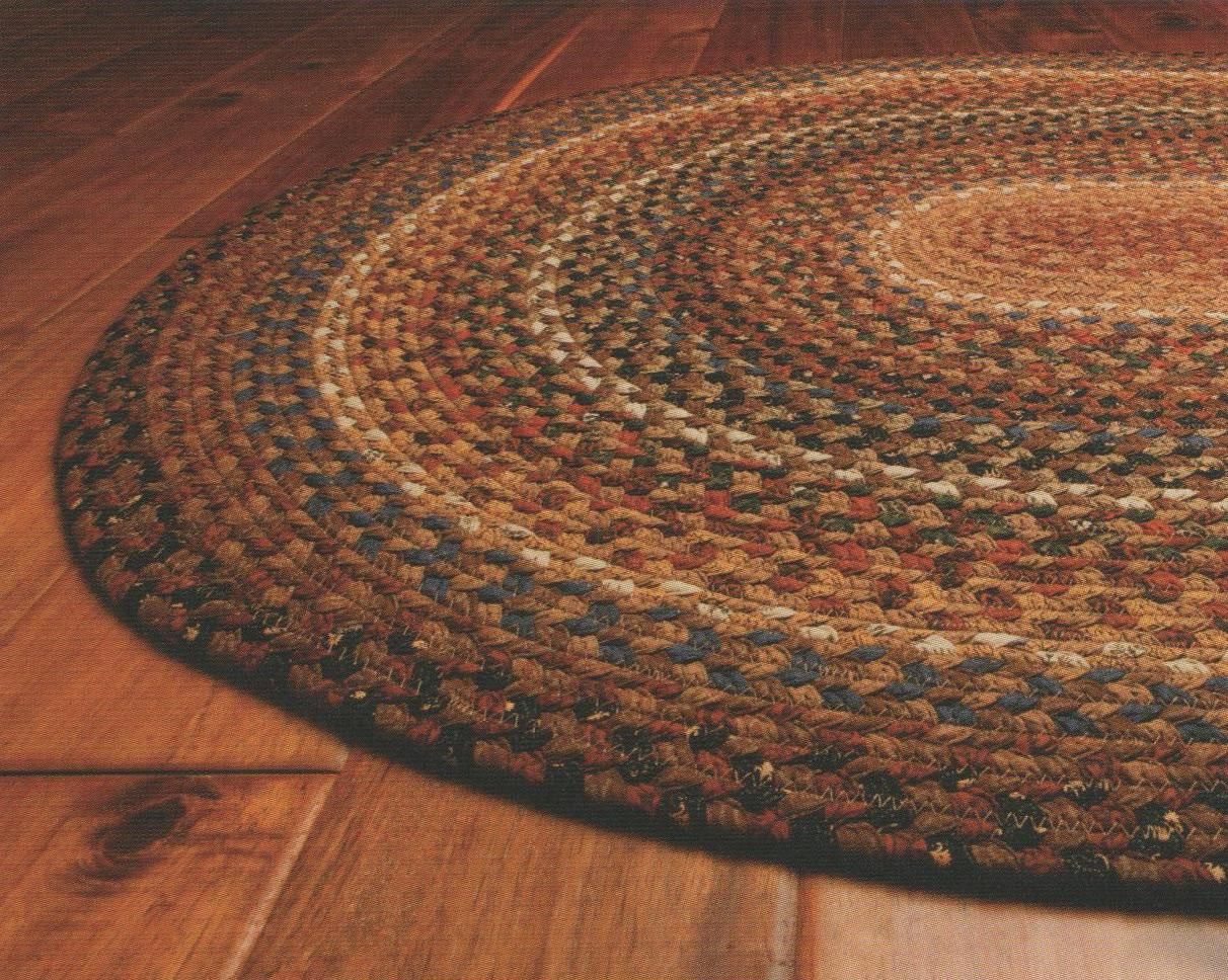 Braided Area Floor Rug Primitive Country Cabin Rectangle Brown Red Blue